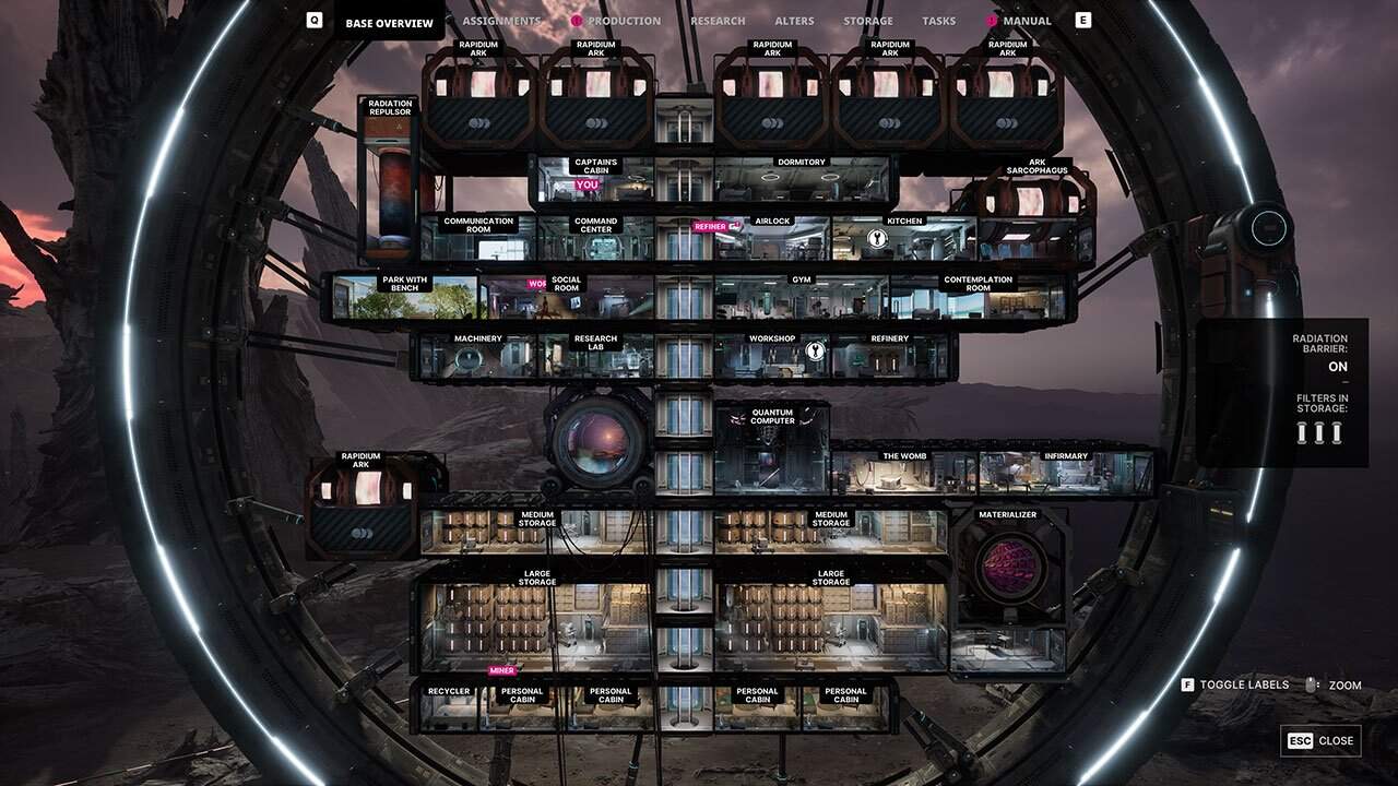 An image showing players a fully upgraded and built base in The Alters