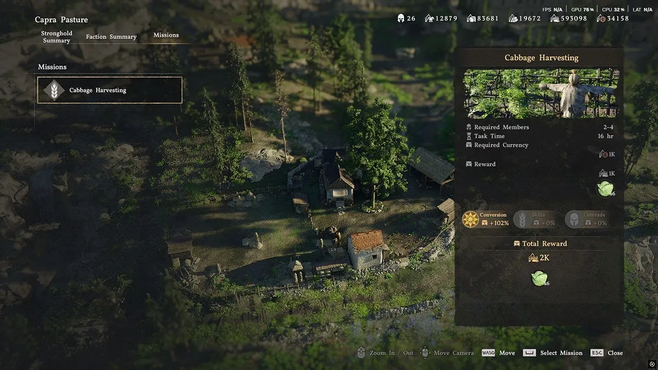 An image showing the Capra Pasture Dispatch mission after Conversion bonus is applied