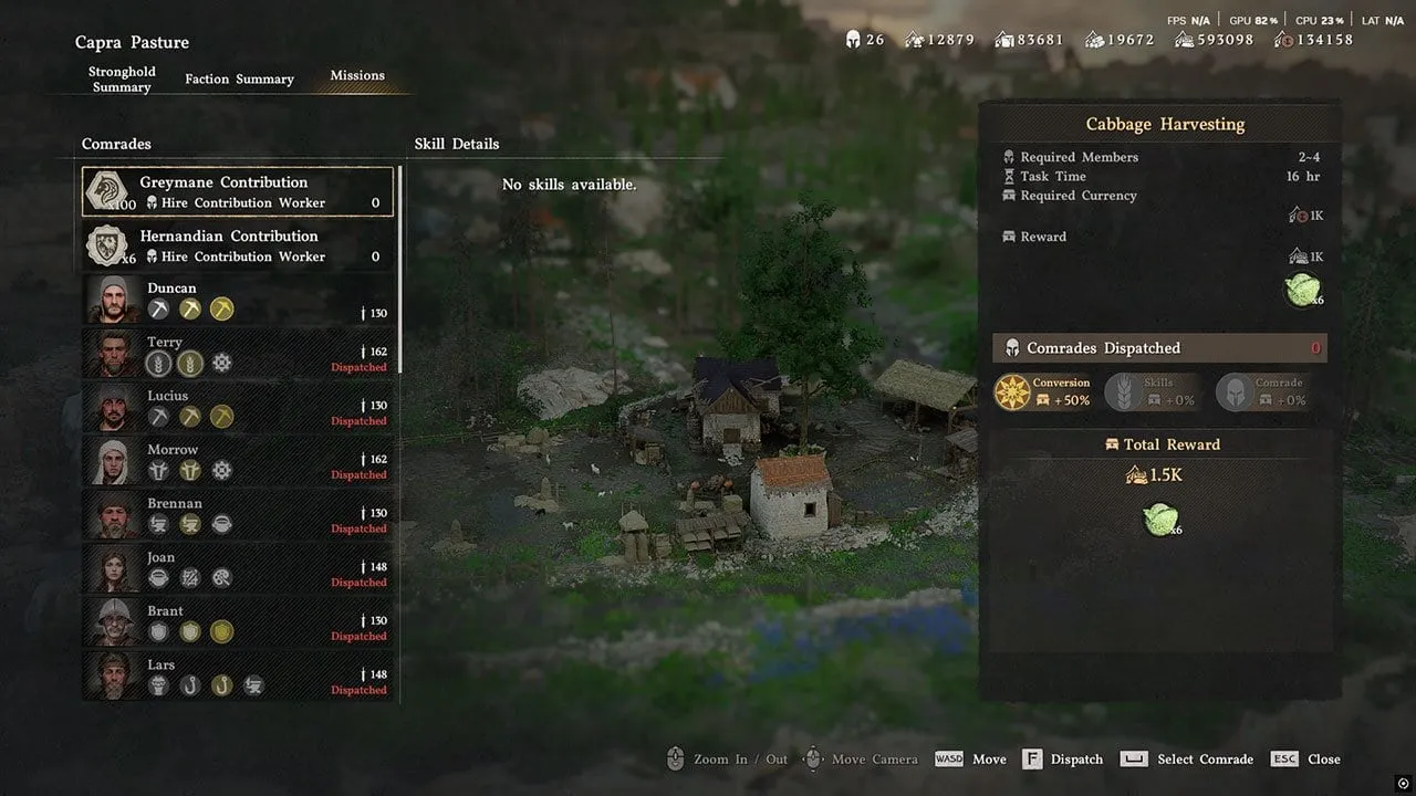 An image showing the Capra Pasture Dispatch mission before Conversion bonus is applied