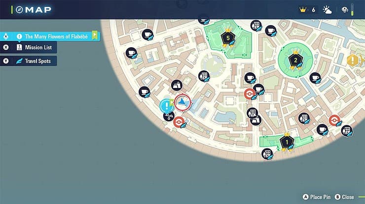 A map showing the general area to find the Orange Flabebe