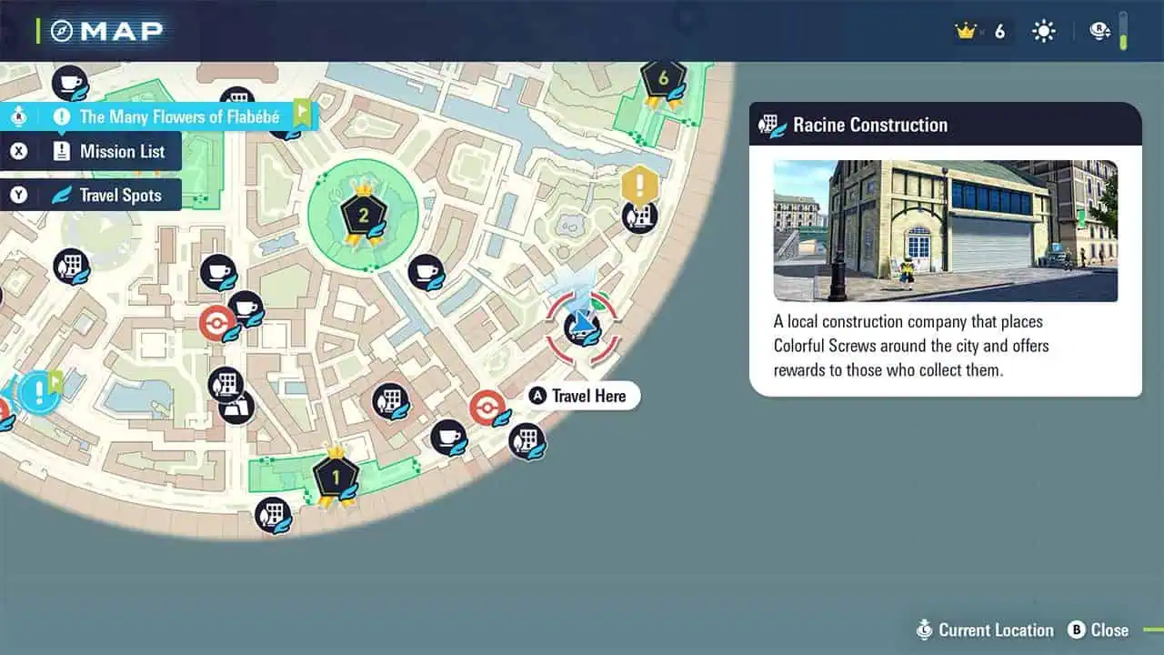 An image showing players where to go to trade the Colorful Screws