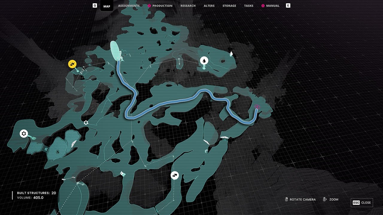 A map showing players the location of the Rebel Base with a specific route highlighted for the easiest and safest journey