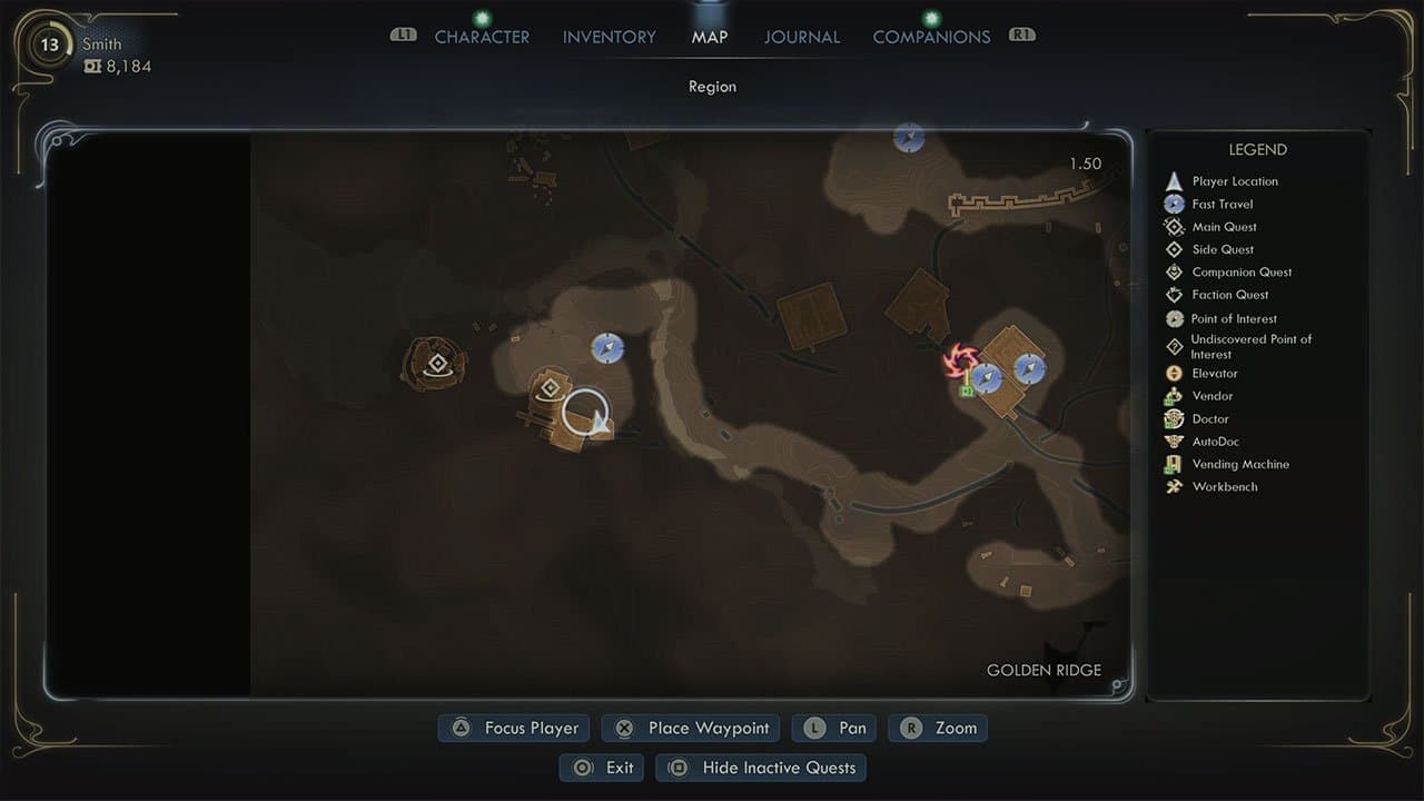 A map showing players where to find The Dream Of Stars Mural Fragment #2