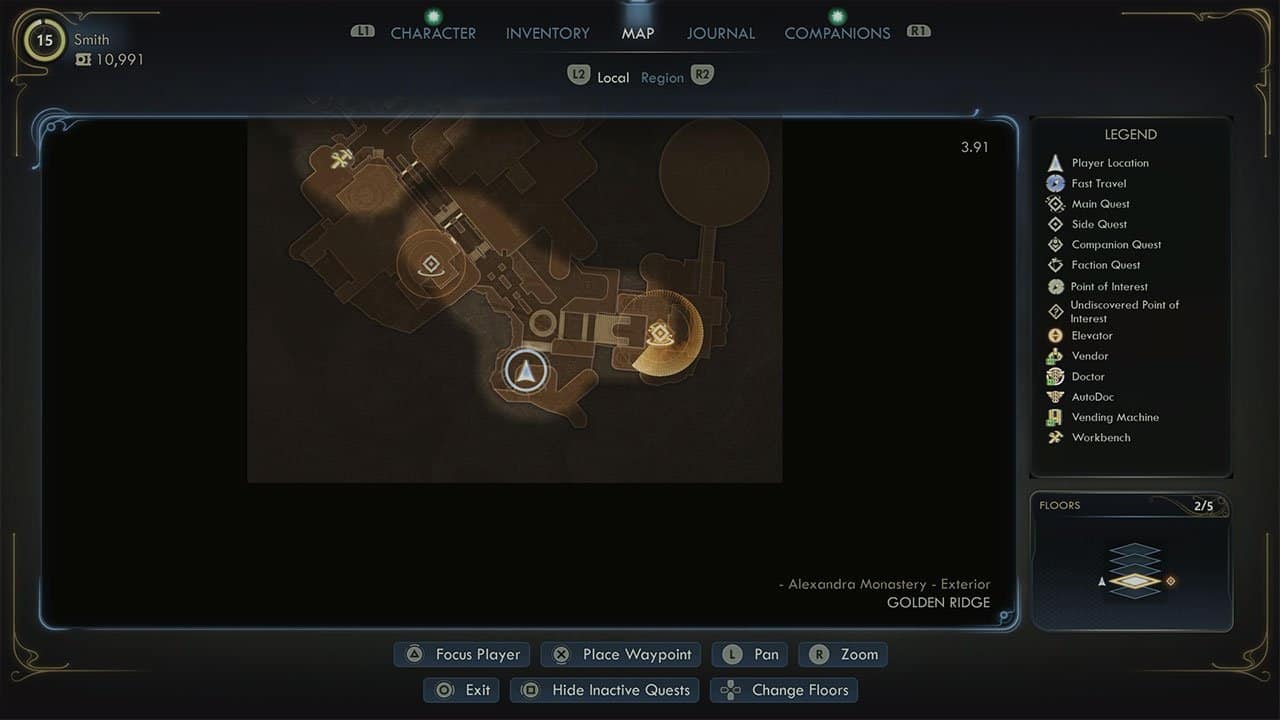 A map showing players where to find The Dream Of Stars Mural Fragment #5