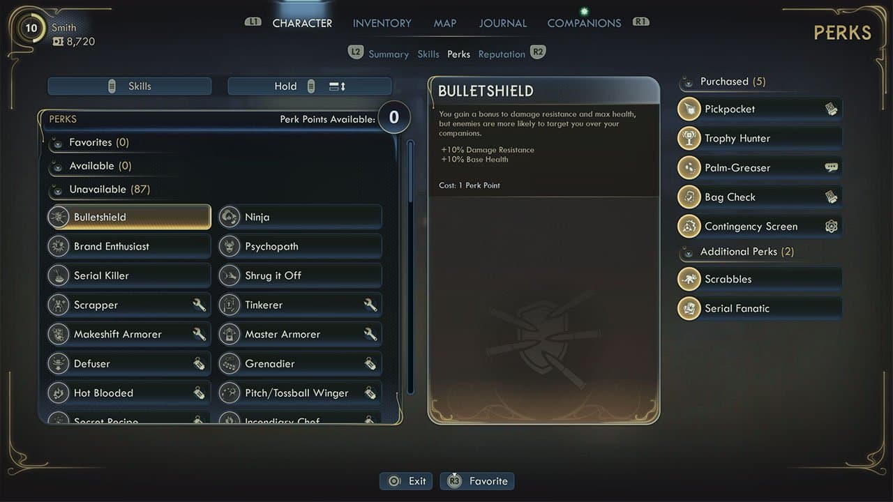 Character perks in The Outer Worlds 2