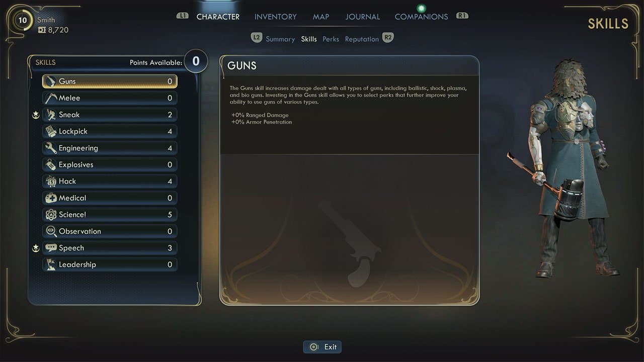 Character skills in The Outer Worlds 2