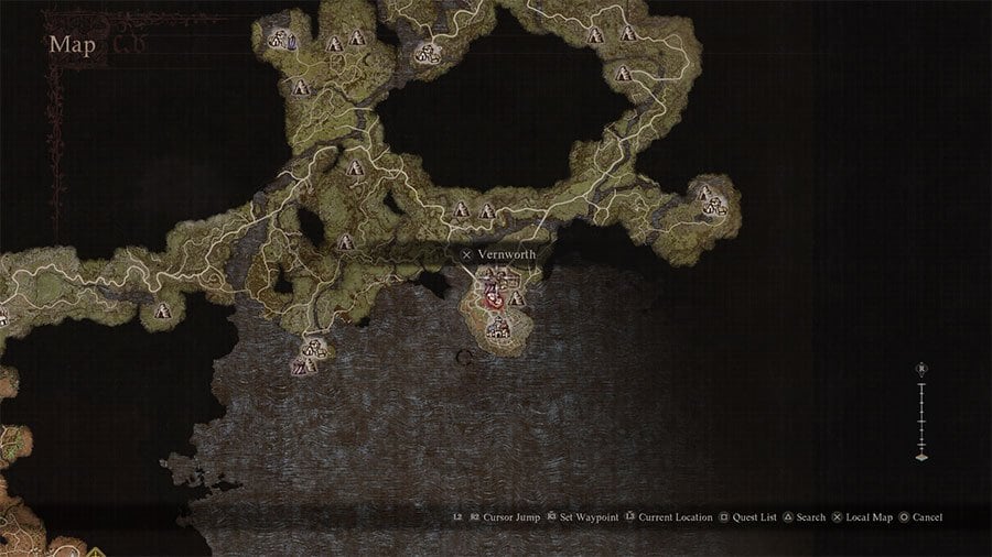 A map showing Where To Find The Warrior Vocation