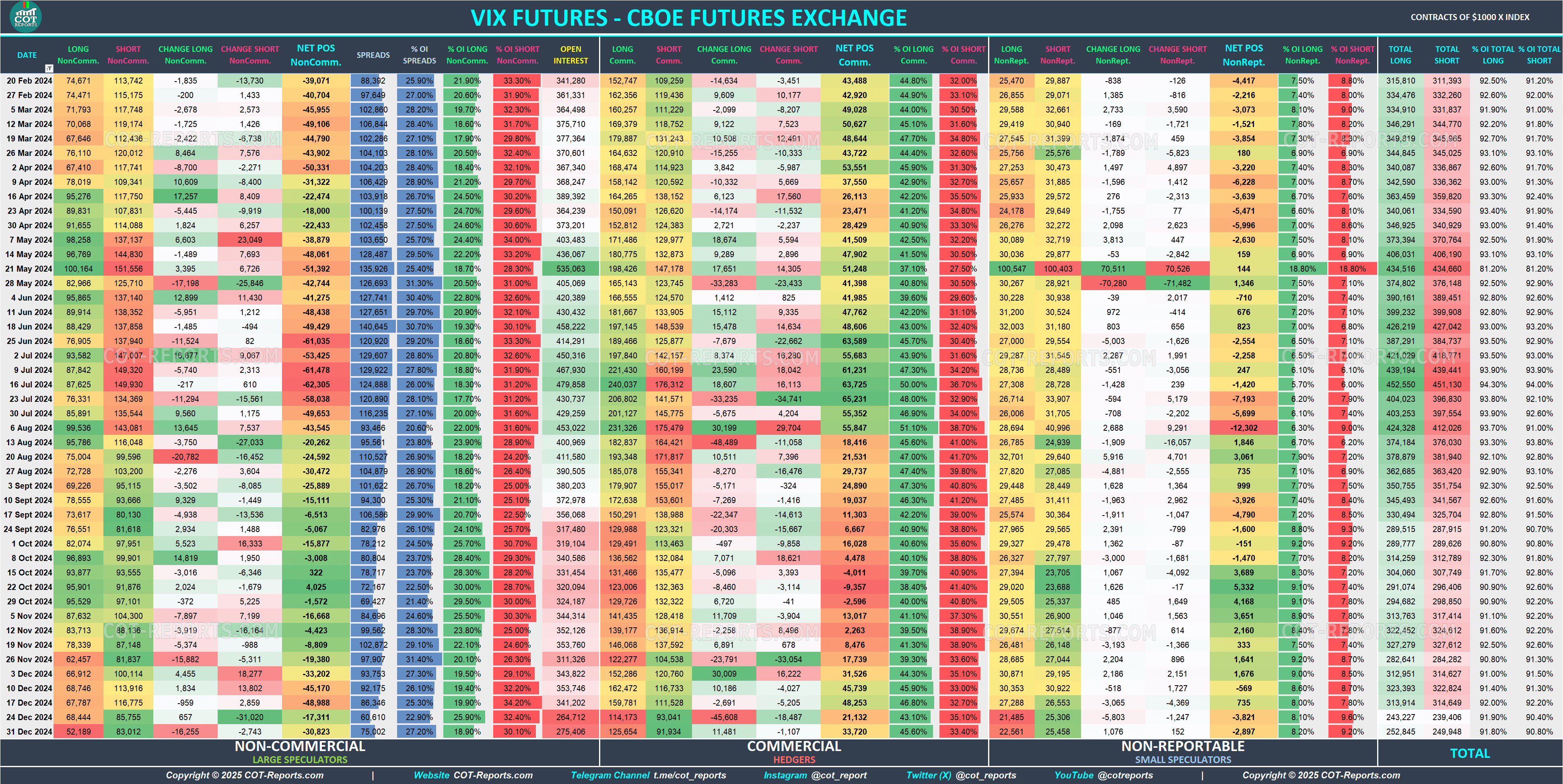 2024 VIX Futures VX Detailed COT Report